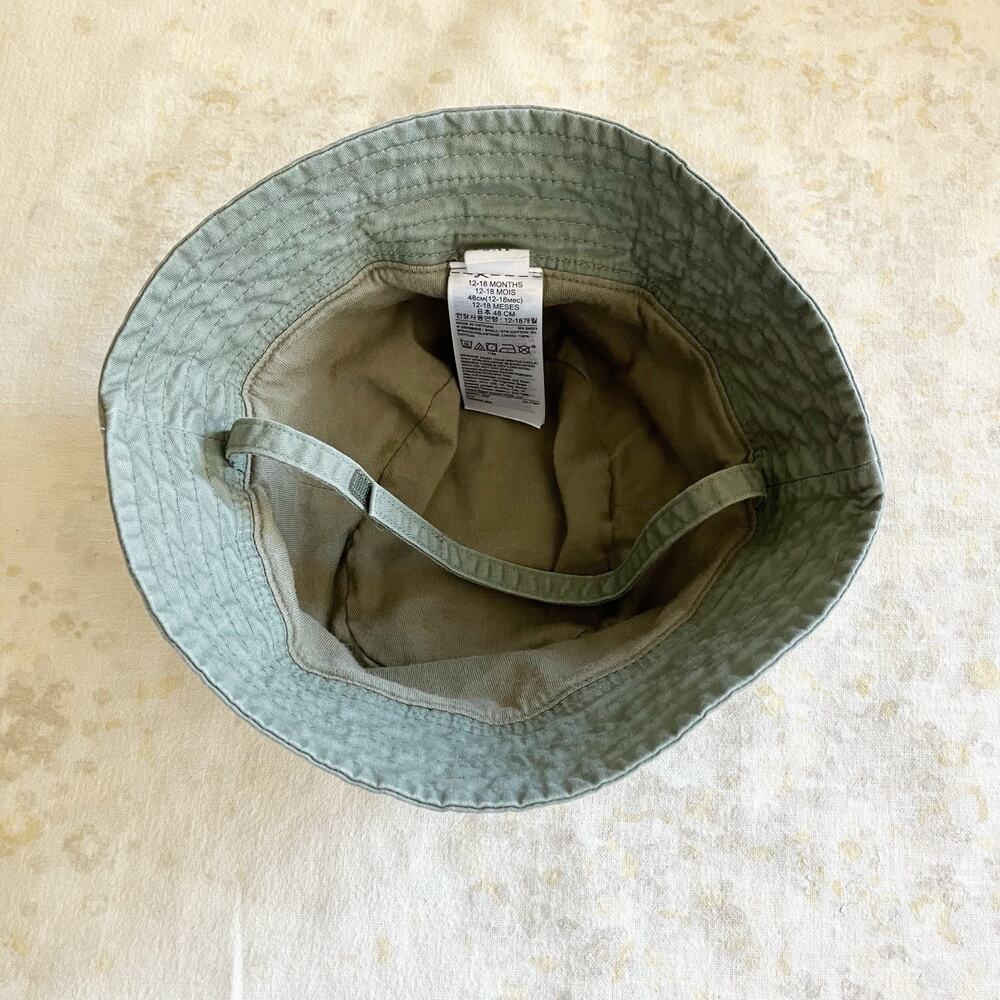 baby Gap Bucket Hat Strap Khaki Green 12-18 Mos Gender Neutral Boys Sunhat - Picture 2 of 6
